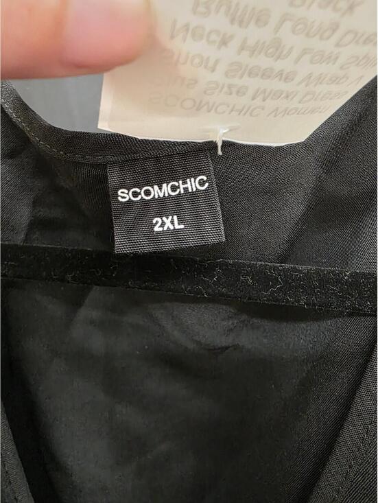 SCOMCHIC Plus Size Black Wrap Maxi Dress Ruffle High Low V Neck Short Sleeve XXL - Picture 2 of 4